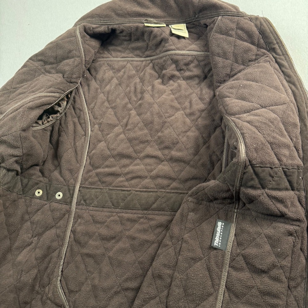LL Bean Womens XS Quilted Field Jacket Brown Thinsulate Fleece Lined 0HMS6 - Picture 5 of 7